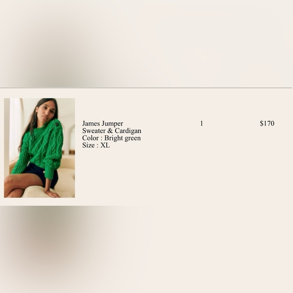 Sézane Bright Green Cable Knit Sweater - Picture 2 of 7